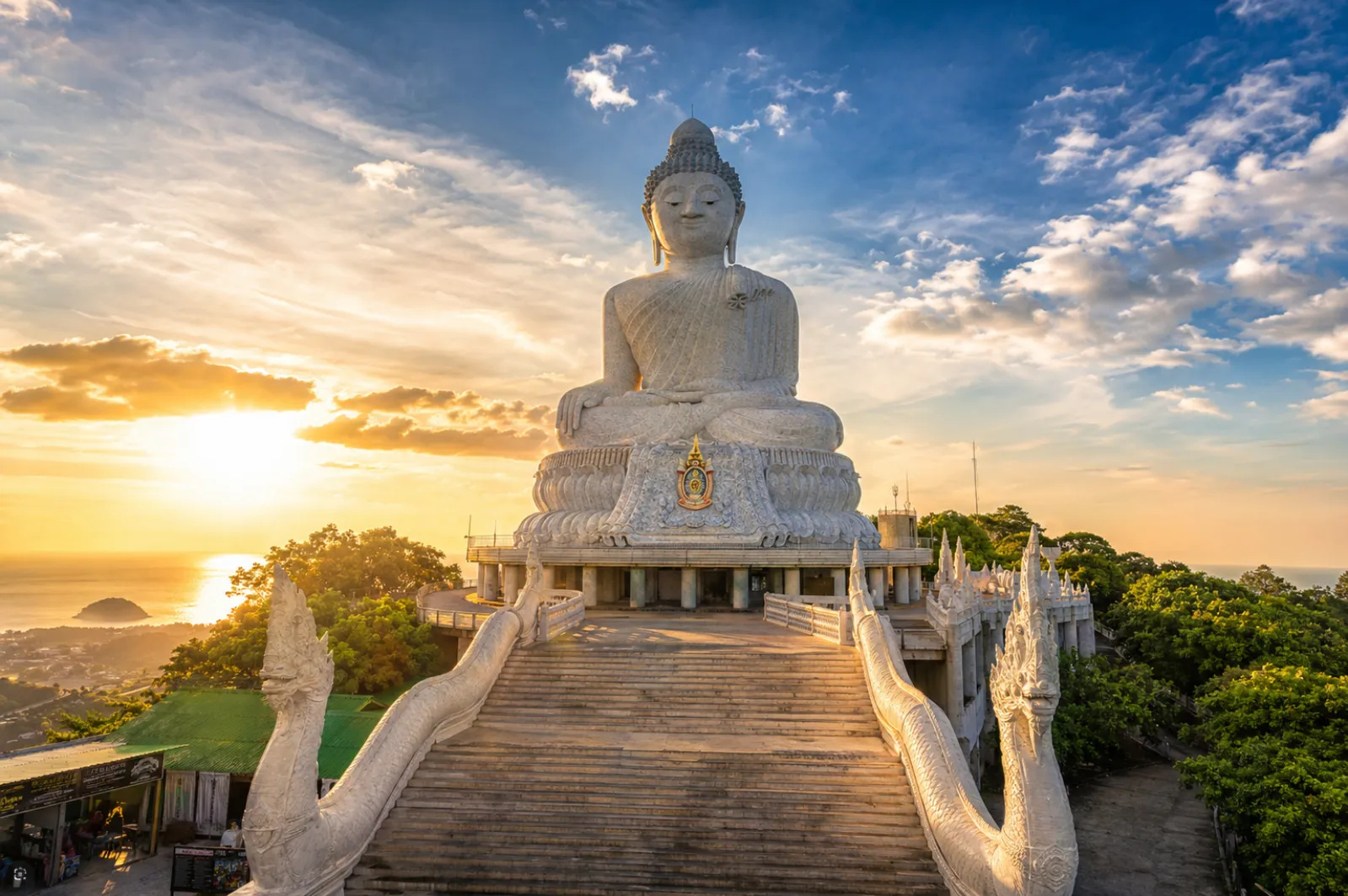 Phuket Big Buddha Temple, a beautiful viewpoint, worshiping Buddha on the top of Nakkerd Hill